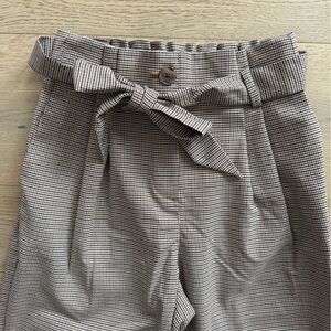 LOFT Petite Houndstooth Paper Bag Ankle Pants | XSP